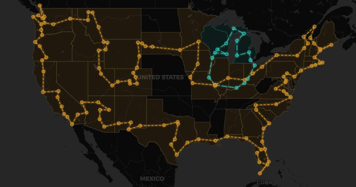 KubiTrek 40-state route